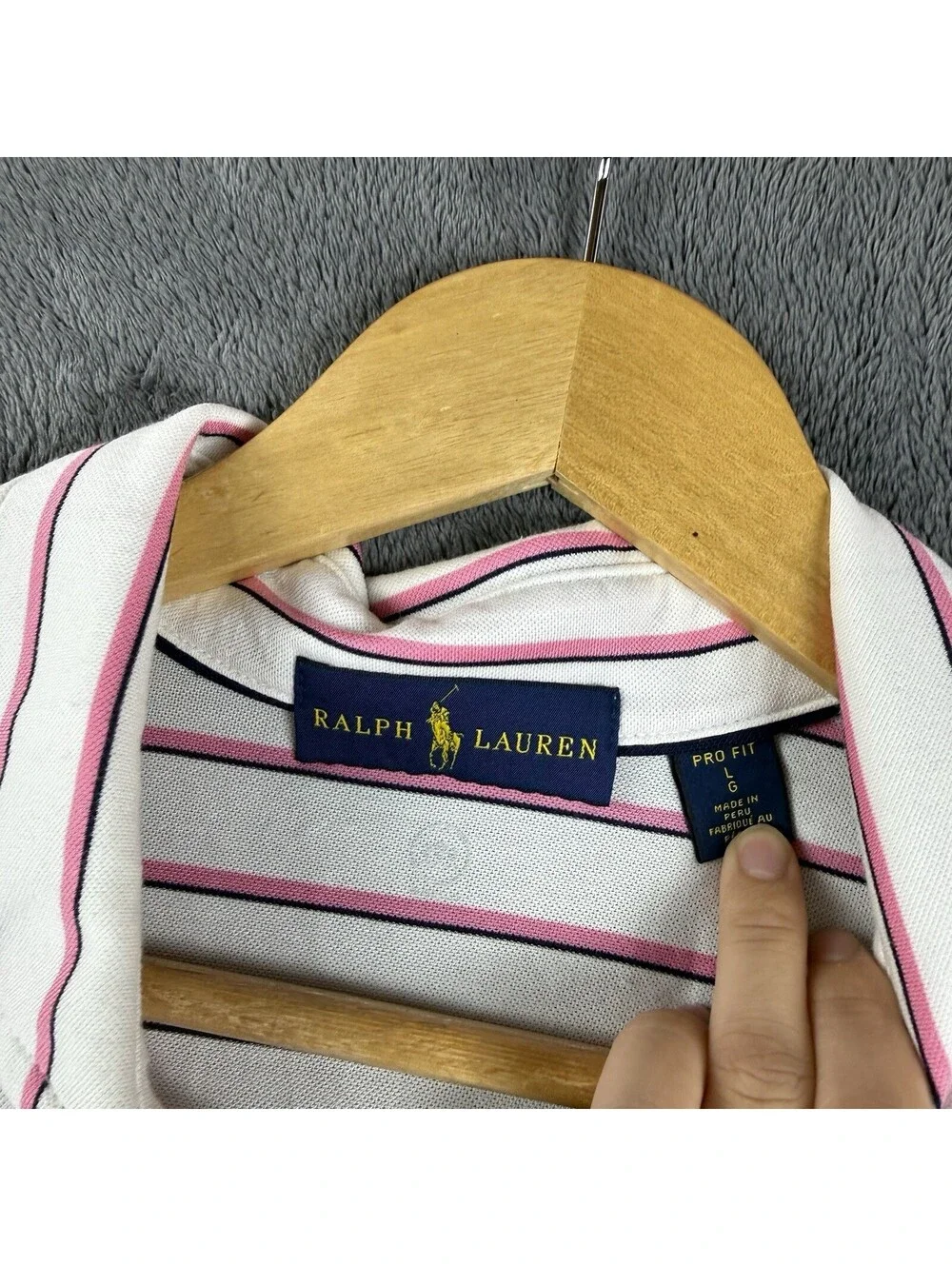 Polo Ralph Lauren Polo Shirt Pro Fit White Pink Striped Golf MenL Clubhouse Prep